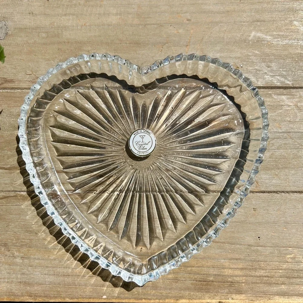 Vintage Crystal Heart-Shaped Vanity Beauty Jewelry Set |  Set of 4